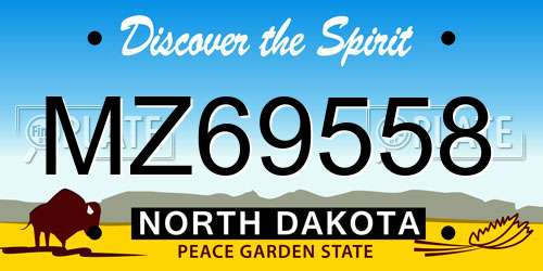 MZ69558 North Dakota License Plate