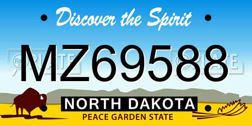 MZ69588 North Dakota License Plate