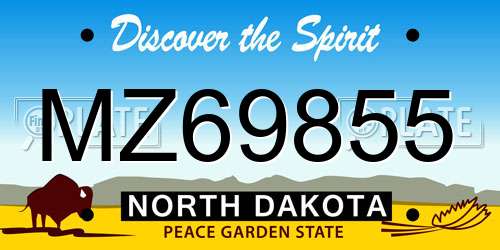MZ69855 North Dakota License Plate
