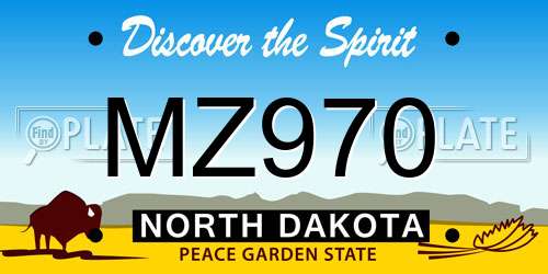 MZ970 North Dakota License Plate