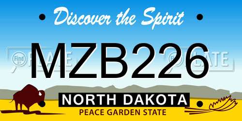 MZB226 North Dakota License Plate