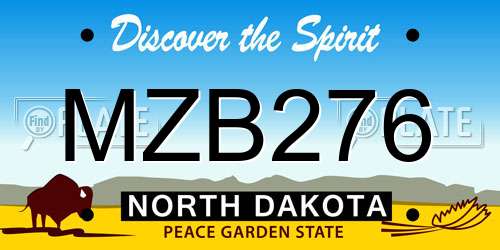 MZB276 North Dakota License Plate