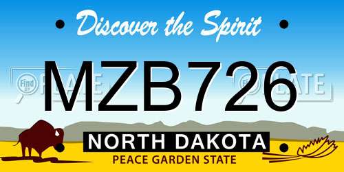 MZB726 North Dakota License Plate