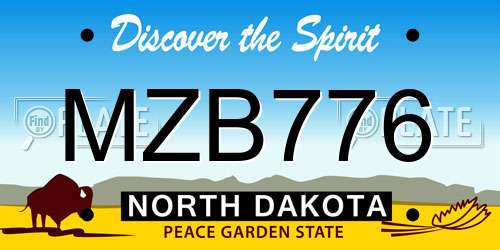MZB776 North Dakota License Plate