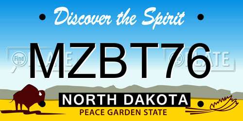 MZBT76 North Dakota License Plate