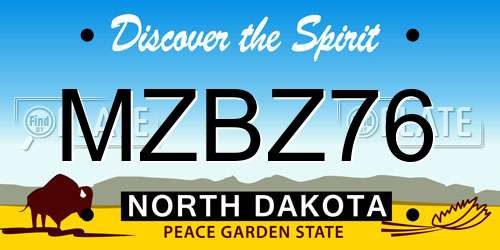 MZBZ76 North Dakota License Plate