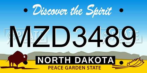 MZD3489 North Dakota License Plate