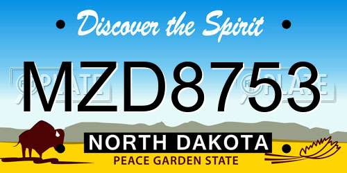 MZD8753 North Dakota License Plate
