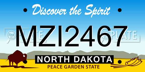 MZI2467 North Dakota License Plate