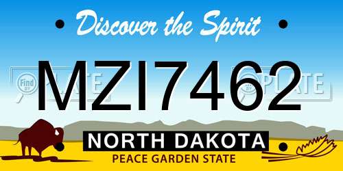 MZI7462 North Dakota License Plate