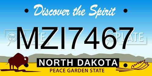 MZI7467 North Dakota License Plate