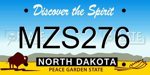 MZS276 North Dakota License Plate