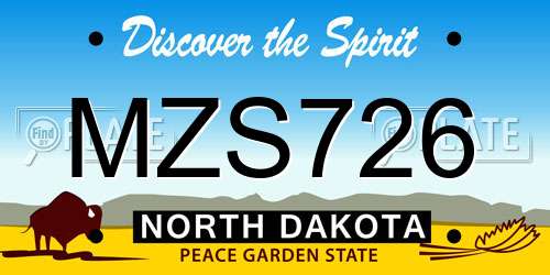 MZS726 North Dakota License Plate