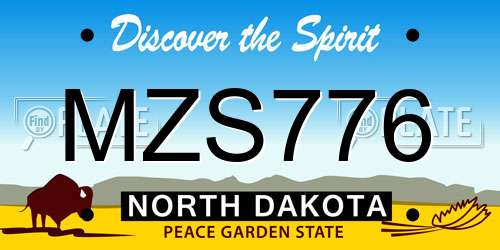 MZS776 North Dakota License Plate