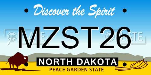 MZST26 North Dakota License Plate