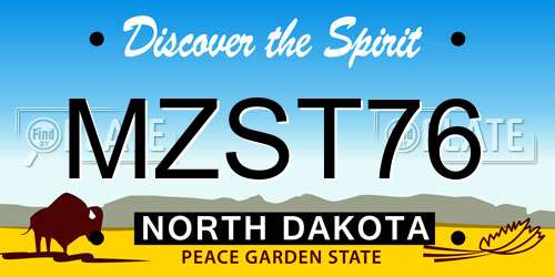 MZST76 North Dakota License Plate