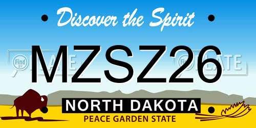 MZSZ26 North Dakota License Plate
