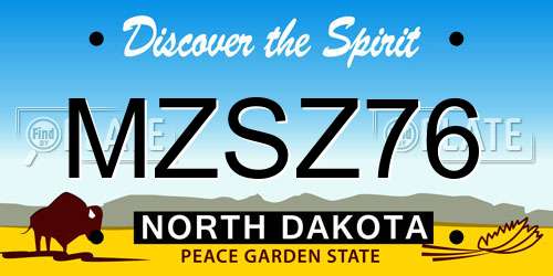 MZSZ76 North Dakota License Plate