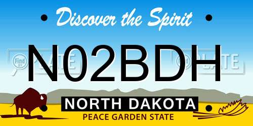 N02BDH North Dakota License Plate