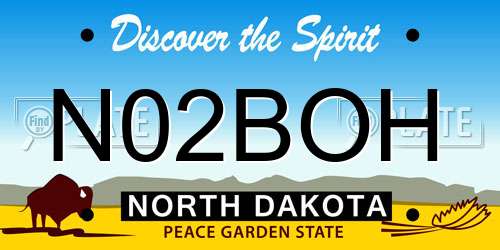 N02BOH North Dakota License Plate