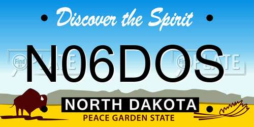 N06DOS North Dakota License Plate