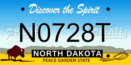 N0728T North Dakota License Plate