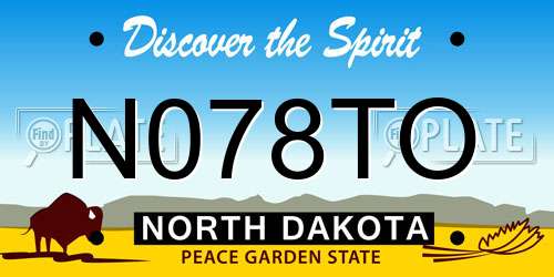 N078TO North Dakota License Plate