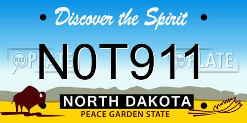 N0T911 North Dakota License Plate