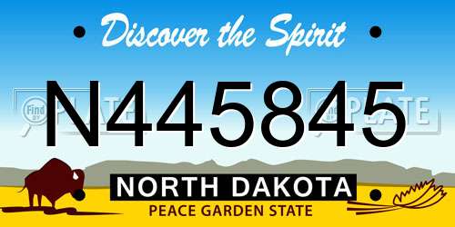 N445845 North Dakota License Plate