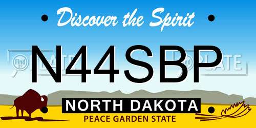 N44SBP North Dakota License Plate