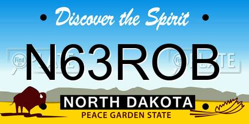 N63ROB North Dakota License Plate
