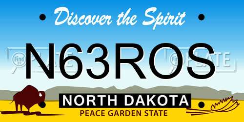 N63ROS North Dakota License Plate
