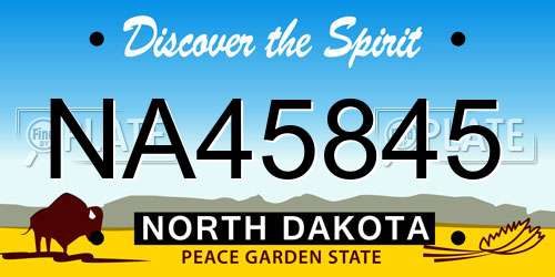 NA45845 North Dakota License Plate