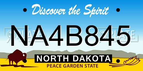 NA4B845 North Dakota License Plate