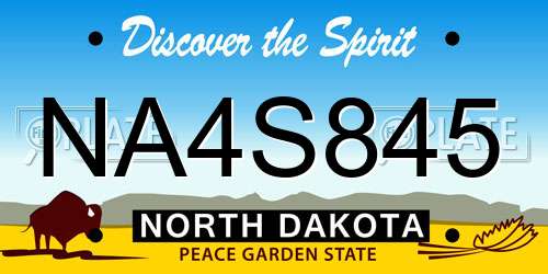 NA4S845 North Dakota License Plate