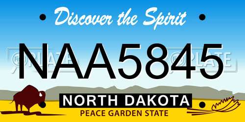 NAA5845 North Dakota License Plate