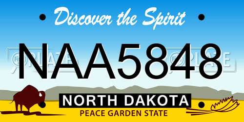 NAA5848 North Dakota License Plate