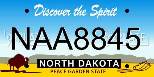 NAA8845 North Dakota License Plate