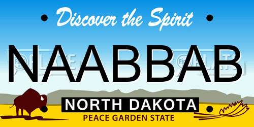 NAABBAB North Dakota License Plate