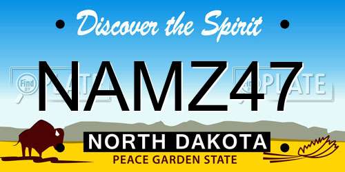 NAMZ47 North Dakota License Plate