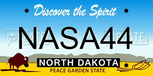 NASA44 North Dakota License Plate