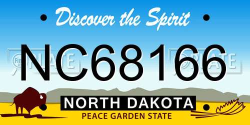 NC68166 North Dakota License Plate