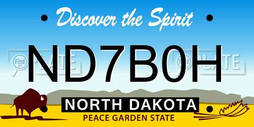 ND7B0H North Dakota License Plate