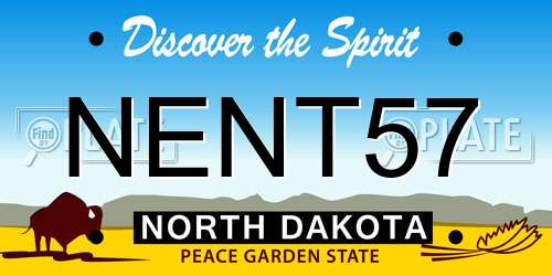 NENT57 North Dakota License Plate
