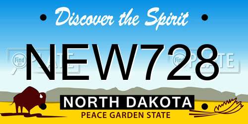 NEW728 North Dakota License Plate