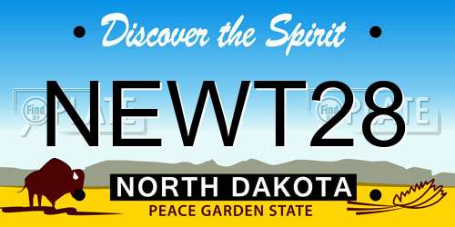 NEWT28 North Dakota License Plate