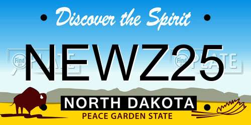 NEWZ25 North Dakota License Plate