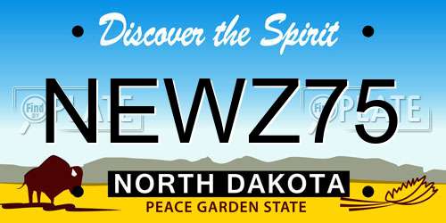 NEWZ75 North Dakota License Plate