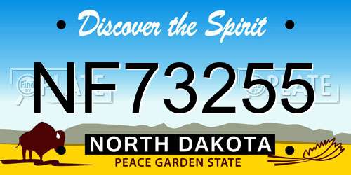 NF73255 North Dakota License Plate