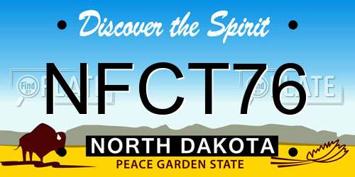 NFCT76 North Dakota License Plate